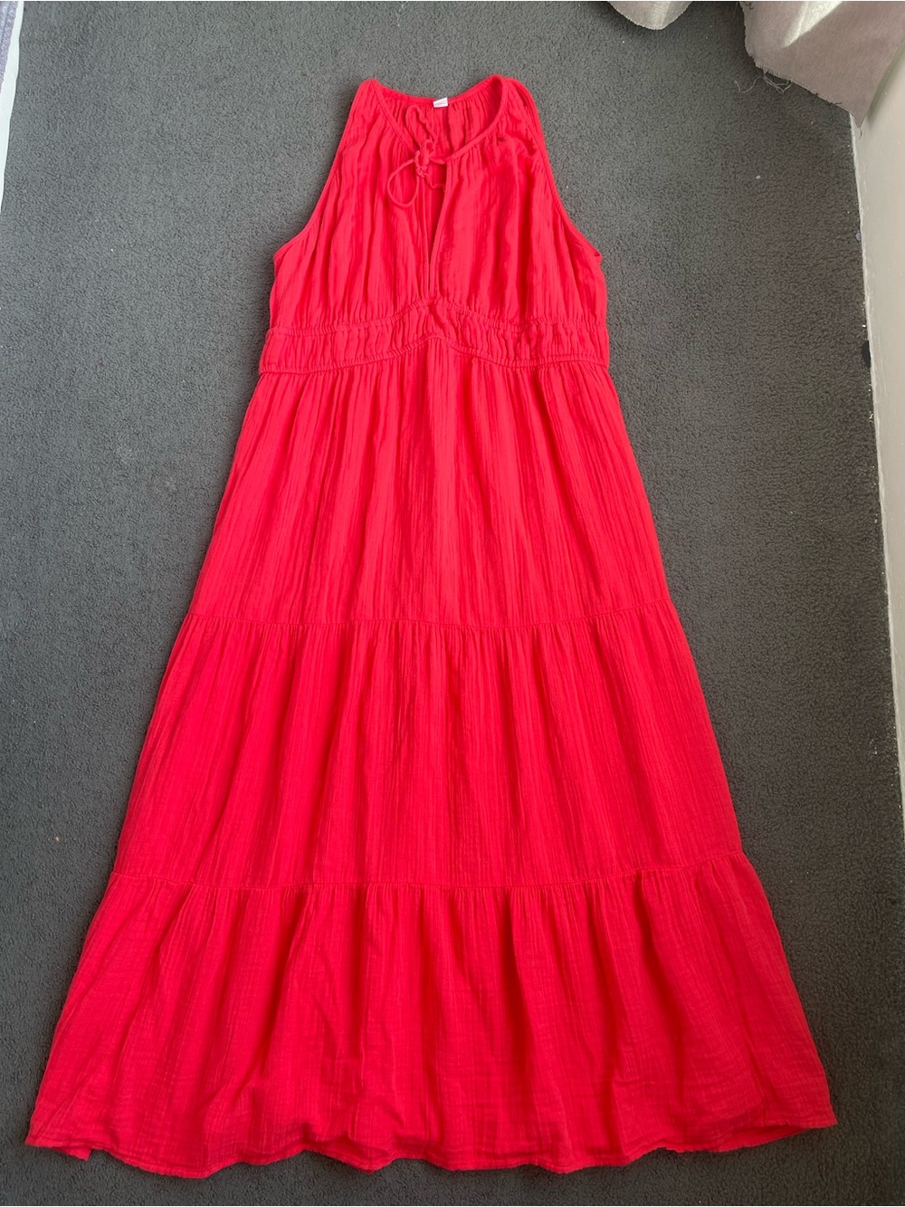 Old Navy Sleeveless Red Tiered Maxi Dress